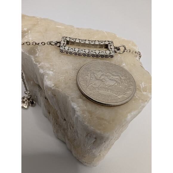 Brighton Rectangle Crystal Accent Adjustable Silver Tone Bracelet - Picture 5 of 15